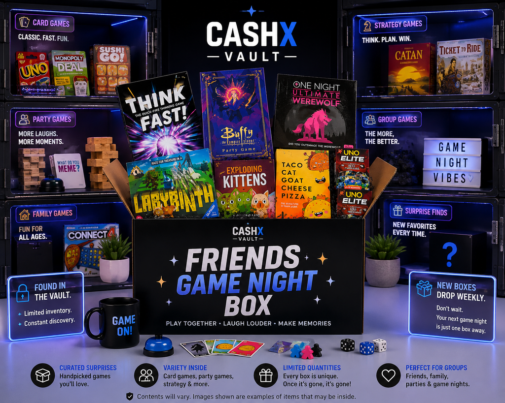Friends Game Night Mystery Box – Party, Card & Board Games | CASHX Vault