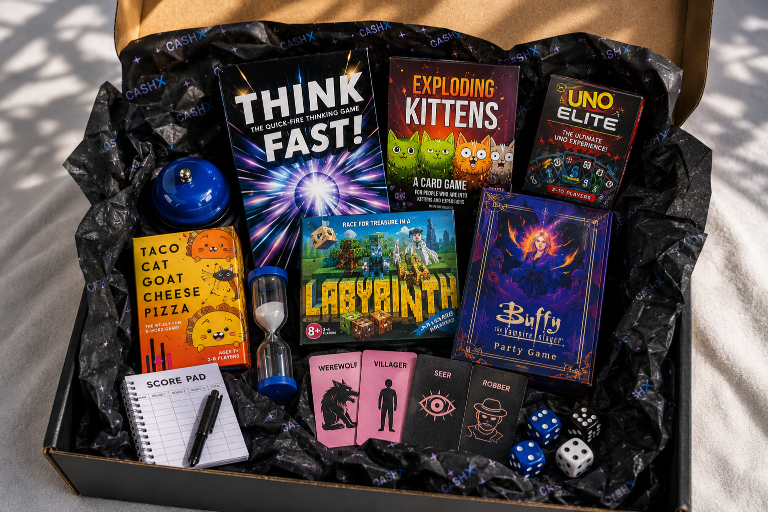 Friends Game Night Mystery Box – Party, Card & Board Games | CASHX Vault