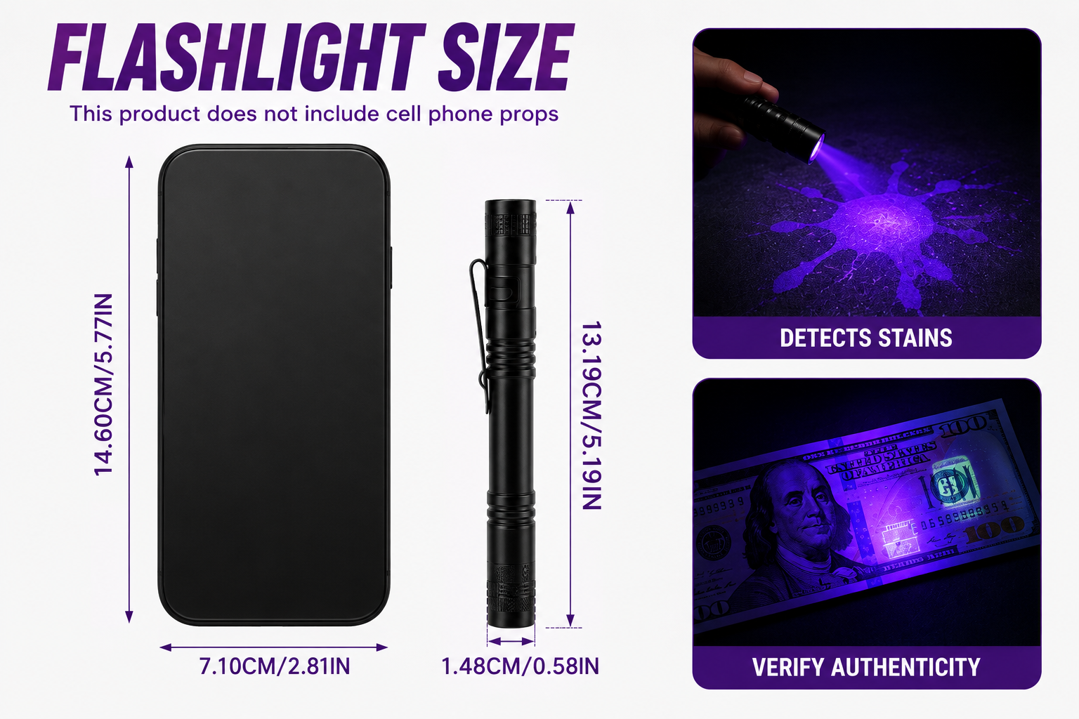 CASHX UV Inspection Pen Light – Portable UV Flashlight for Collectibles, Currency, Thrift Finds & More