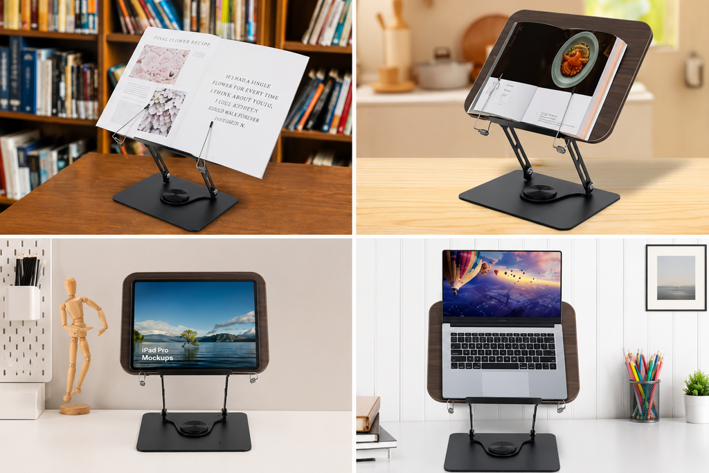 360° Rotating Adjustable Book Stand – Ergonomic Reading, Tablet & Display Holder | CASHX Vault