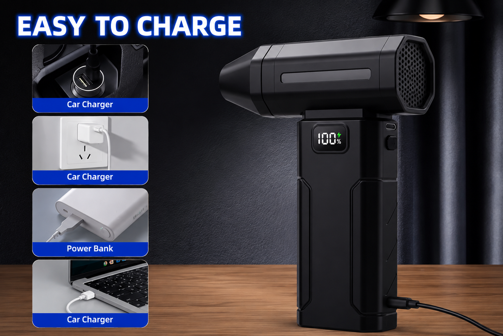 Rechargeable High-Speed Air Duster – Powerful Cordless Blower for PC, Keyboard, Car & Electronics Cleaning | CASHX Vault